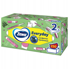 Салфетки косметические 2-слойные в картонном коробе, 250 штук, ZEWA Everyday, 8679 фото