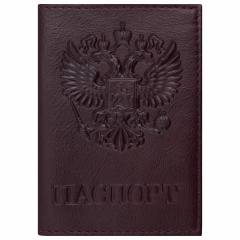 Обложка для паспорта натуральная кожа "Virginia", "Герб", темно-бордовая, BRAUBERG, 237199 фото