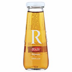Сок RICH (Рич) 0,2 л, яблоко, подходит для детского питания, стеклянная бутылка, 1658301 фото