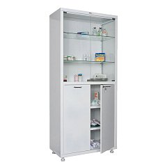 Шкаф медицинский 2-створчатый HILFE "МД 2 1780/SG" 1850х800х400 мм, стекло, белый, S26199205509 фото