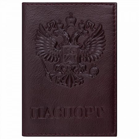 Обложка для паспорта натуральная кожа "Virginia", "Герб", темно-бордовая, BRAUBERG, 237199 фото