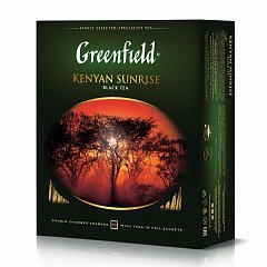 Чай GREENFIELD (Гринфилд) "Kenyan Sunrise" ("Рассвет в Кении"), черный, 100 пакетиков в конвертах по 2 г, 0600-09 фото