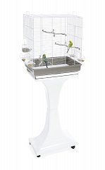Клетка для птиц CAMILLA, белый/серый, на колесах и подставке, 50х30х57/129см фото