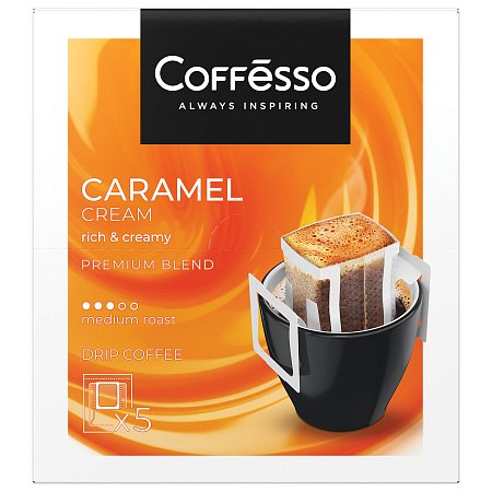 Кофе в дрип-пакетах COFFESSO "Caramel Cream" 5 порций по 10 г, ш/к 08286, 102540 фото