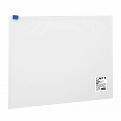 Папка-конверт на молнии А4 (230х333 мм), прозрачная, 0,12 мм, STAFF, 224979 фото