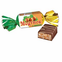 Конфеты шоколадные СЛАВЯНКА "Медунок" с орехом и мягкой карамелью, 1000 г, пакет, 20538 фото