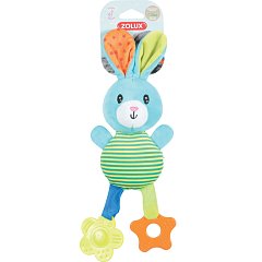 Плюшевая игрушка с пищалкой и элементами EVA "Радужный зайка" голубая, 29 см фото