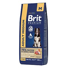 Brit Premium корм для взрослых собак средних пород с индейкой и телятиной, 15кг фото