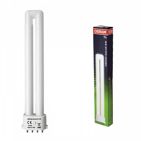 Лампа люминесцентная OSRAM DULUX S/E 11W/21-840, 11 Вт, U-образная, холодный белый свет, цоколь 2G7 фото