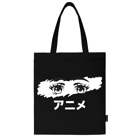 Сумка-шоппер BRAUBERG, канвас, 40х35 см, черный, Anime eyes, 271897 фото