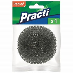 Губка (мочалка) для посуды металлическая, сетчатая, 15 г, PACLAN "Practi Spiro", 408220 фото