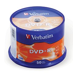 Диски DVD-R VERBATIM 4,7 Gb 16x Cake Box (упаковка на шпиле), КОМПЛЕКТ 50 шт., 43548 фото