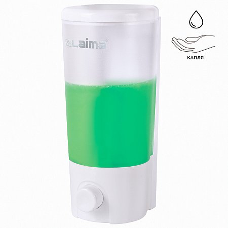 Дозатор для жидкого мыла LAIMA, НАЛИВНОЙ, 0,38 л, белый (матовый), ABS-пластик, 603922 фото