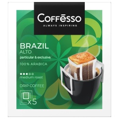 Кофе в дрип-пакетах COFFESSO "Brazil Alto" 5 порций по 10 г, ш/к 08279, 102542 фото