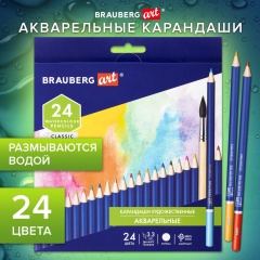 Карандаши художественные цветные акварельные BRAUBERG ART CLASSIC, 24 цвета, грифель 3,3 мм, 181530 фото