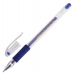 Ручка гелевая CROWN "Hi-Jell Grip", СИНЯЯ, узел 0,5 мм, линия письма 0,35 мм, HJR-500R фото