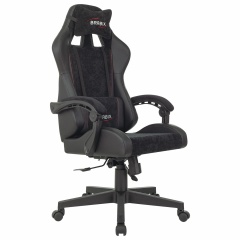 Кресло компьютерное BRABIX "Striker GM-121", синхромеханизм, 2 подушки, экокожа/велюр, черное, 532962 фото