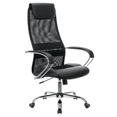 Кресло офисное BRABIX PREMIUM "Stalker EX-608 CH", хром, ткань-сетка/кожзам, черное, 532091 фото