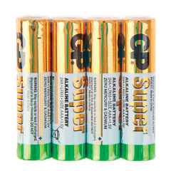 Батарейки КОМПЛЕКТ 4 шт., GP Super, AAA (LR03, 24А), алкалиновые, мизинчиковые, в пленке, 24ARS-2SB4 фото