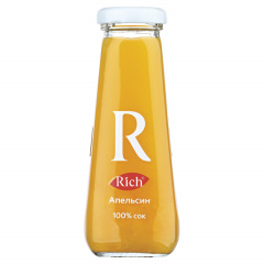 Сок RICH (Рич) 0,2 л, апельсин, подходит для детского питания, стеклянная бутылка, 1658101 фото
