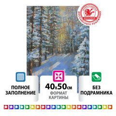 Картина стразами (алмазная мозаика) 40х50 см, ОСТРОВ СОКРОВИЩ "Январское утро", без подрамника, 662586 фото