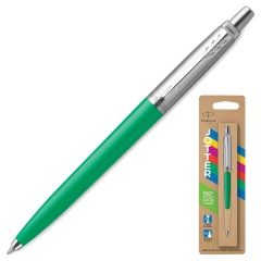 Ручка шариковая PARKER "Jotter Orig Green", корпус зеленый, нержавеющая сталь, блистер, синяя, 2076058 фото