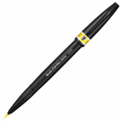 Ручка-кисть PENTEL (Япония) "Brush Sign Pen Artist", линия письма 0,5-5 мм, желтая, SESF30C-G фото