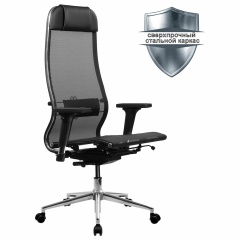 Кресло МЕТТА "ErgoLife" 10 B1-104D, хром, синхромеханизм, 2D-подлокотники, прочная сетка, черное фото