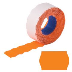 Этикет-лента 22х12 мм, волна, оранжевая, комплект 5 рулонов по 800 шт., BRAUBERG, 123574 фото