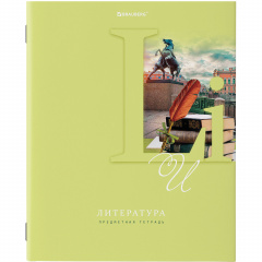 Тетрадь предметная ПАСТЕЛЬНАЯ 48 листов, обложка картон, ЛИТЕРАТУРА, линия, подсказ, BRAUBERG, 403961 фото