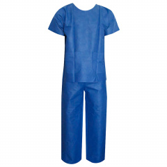 Костюм хирургический синий (рубашка и брюки) 52-54 р., спанбонд 42 г/м2, ГЕКСА фото