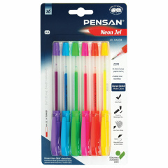Ручки гелевые PENSAN "Neon Gel", НАБОР 6 ЦВЕТОВ, узел 1 мм, линия письма 0,5 мм, 2290/B6 фото