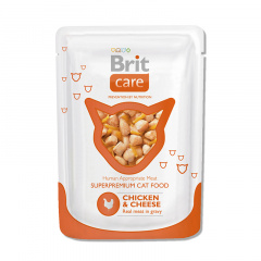 Суперпремиальный влажный корм для кошек BRIT Care Cat Курица и сыр фото
