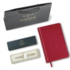 Ручка шариковая PARKER "Jotter Core Stainless Steel GT", ежедневник А5 красный, пакет, 880888 фото