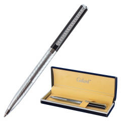 Ручка подарочная шариковая GALANT "Landsberg", корпус серебристый с черным, хромированные детали, пишущий узел 0,7 мм, синяя, 141013 фото
