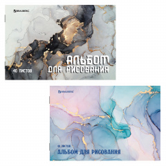 Альбом д/рис. А4 40л., скоба, обложка картон, BRAUBERG, 205х290мм, Мрамор, (2 вида), 106708 фото