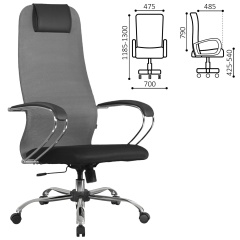 Кресло офисное BRABIX PREMIUM "Ultimate EX-800" хром, плотная двойная сетка Х2, черное/серое, 532912 фото