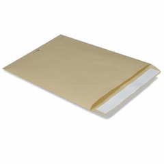 Конверт-пакет В4 плоский (250х353 мм) до 140 листов, крафт-бумага, отрывная полоса, 380090 фото
