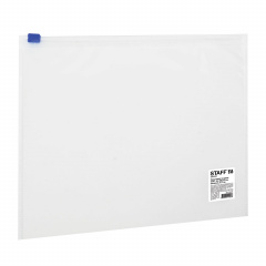 Папка-конверт на молнии А4 (230х333 мм), прозрачная, 0,12 мм, STAFF, 224979 фото