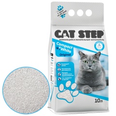 Наполнитель комкующийся минеральный CAT STEP Compact White Original, 10 л фото