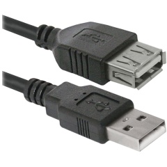 Кабель-удлинитель USB 2.0, 1,8 м, DEFENDER, M-F, для подключения периферии, 87456 фото
