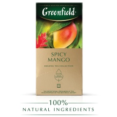 Чай GREENFIELD "Spicy Mango" зеленый с манго, 25 пакетиков по 2 г, ш/к 17254, 1725-10 фото