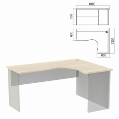 Стол компактный ЧАСТЬ 1 "Арго", 1600х1200х760 мм, правый, ясень шимо фото