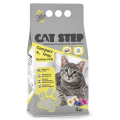 Наполнитель комкующийся минеральный CAT STEP Compact Grey Summer Field, 4 кг фото