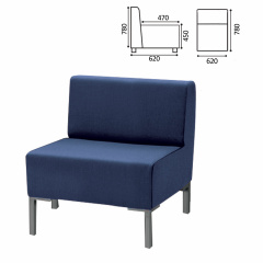 Кресло мягкое "Хост" М-43, 620х620х780 мм, без подлокотников, экокожа, темно-синее фото