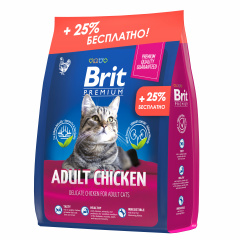 Брит Premium сухой корм с курицей для взрослых кошек 2кг (+ 500г в ПОДАРОК) фото