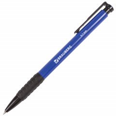 Ручка шариковая автоматическая с грипом BRAUBERG "Explorer", СИНЯЯ, корпус синий, узел 0,7 мм, линия письма 0,35 мм, 140581 фото