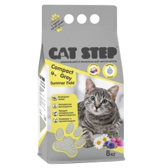 Наполнитель комкующийся минеральный CAT STEP Compact Grey Summer Field, 8 кг фото