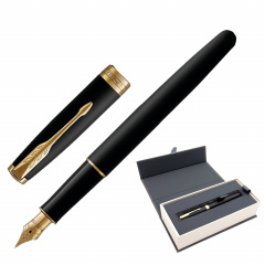 Ручка перьевая PARKER "Sonnet Core Matt Black GT", корпус черный матовый лак, позолоченные детали, черная, 1931516 фото