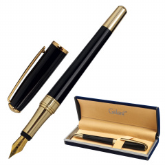 Ручка подарочная перьевая GALANT "LUDUS", корпус черный, детали золотистые, узел 0,8 мм, 143529 фото